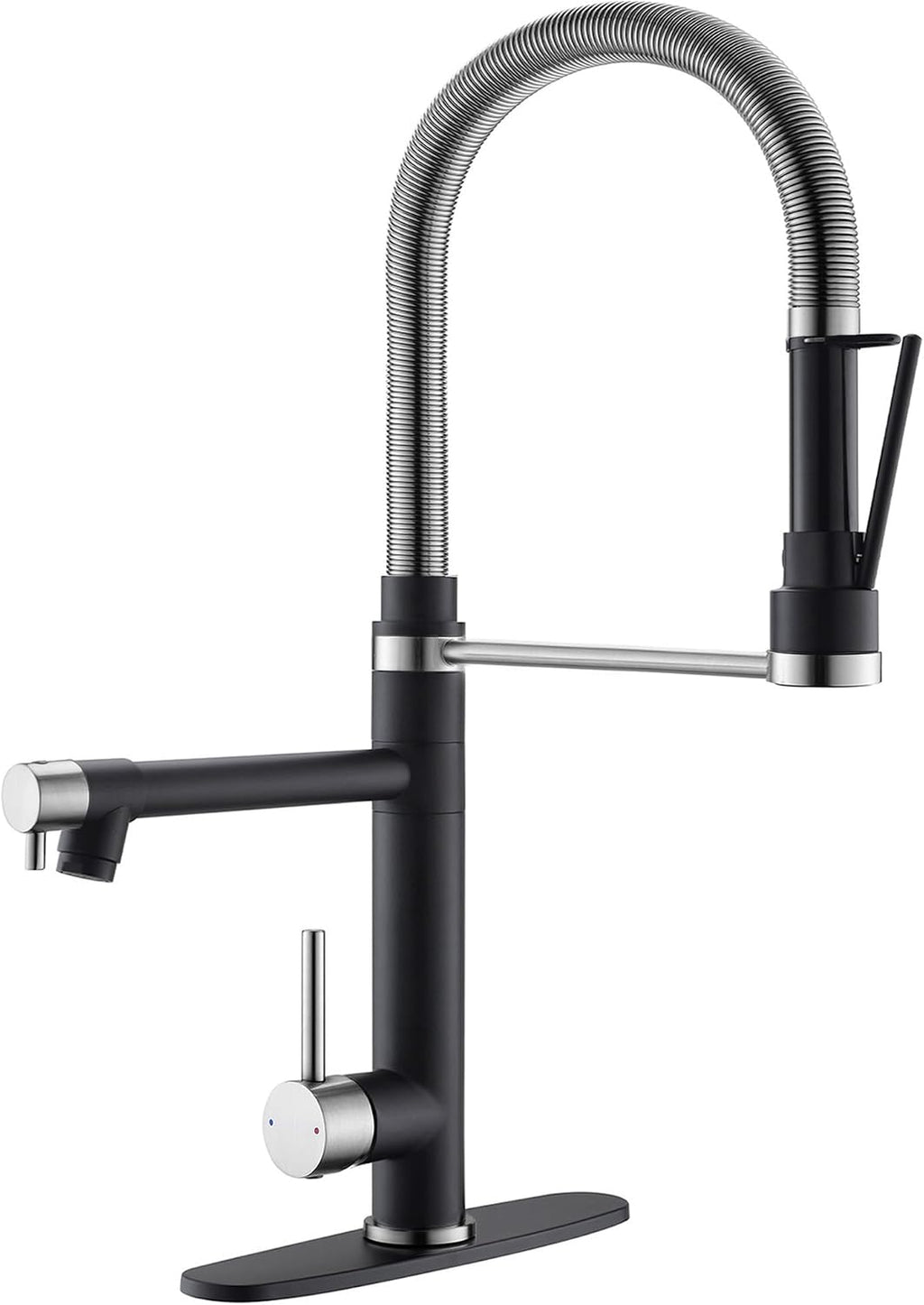 GIMILI Kitchen Faucet with Pull Down Sprayer Brushed Nickel and Matte Black Commercial Kitchen Faucet Double-Headed Single Handle Spring Stainless Steel Kitchen Sink Faucet