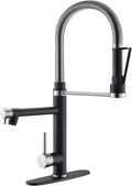 GIMILI Kitchen Faucet with Pull Down Sprayer Brushed Nickel and Matte Black Commercial Kitchen Faucet Double-Headed Single Handle Spring Stainless Steel Kitchen Sink Faucet
