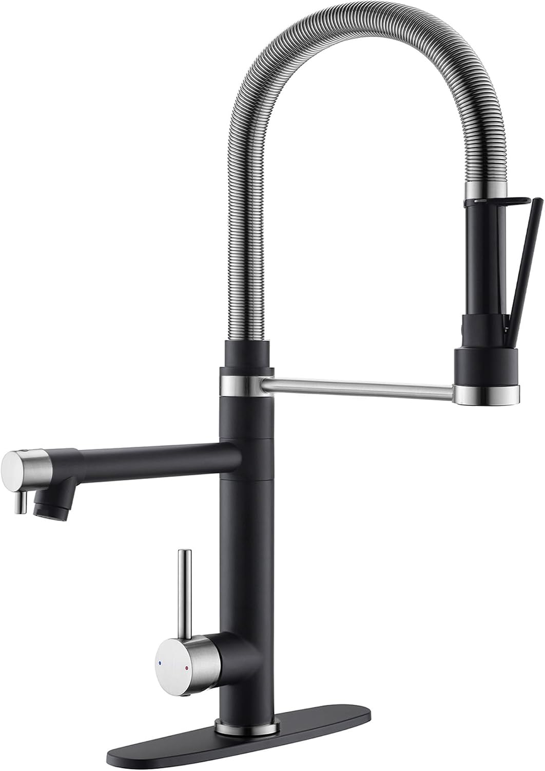 GIMILI Kitchen Faucet with Pull Down Sprayer Brushed Nickel and Matte Black Commercial Kitchen Faucet Double-Headed Single Handle Spring Stainless Steel Kitchen Sink Faucet