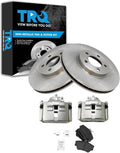 TRQ Front Brake Pad and Rotor Set Semi Metallic Rotors Calipers Compatible with 2001-2007 Ford Taurus 2002 Lincoln Continental 2001-2005 Mercury Sable