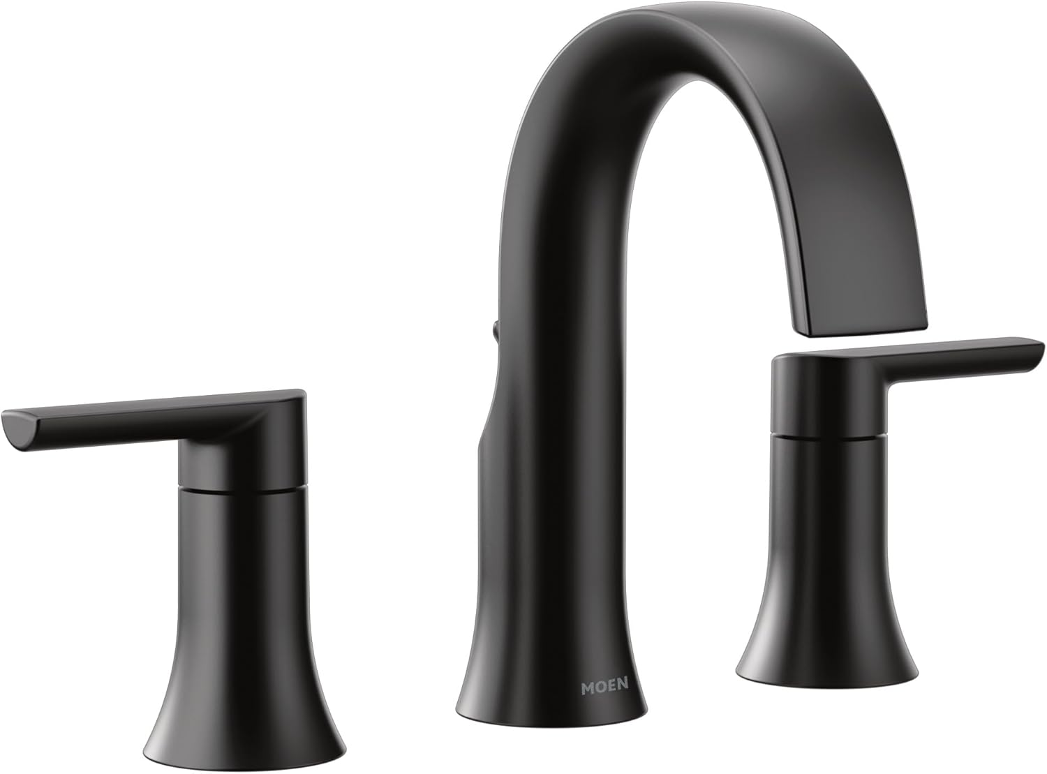 Moen Doux Matte Black Two-Handle Modern Widespread Lever Handle Bathroom Faucet Trim Kit, Valve Included, TVS6925BL