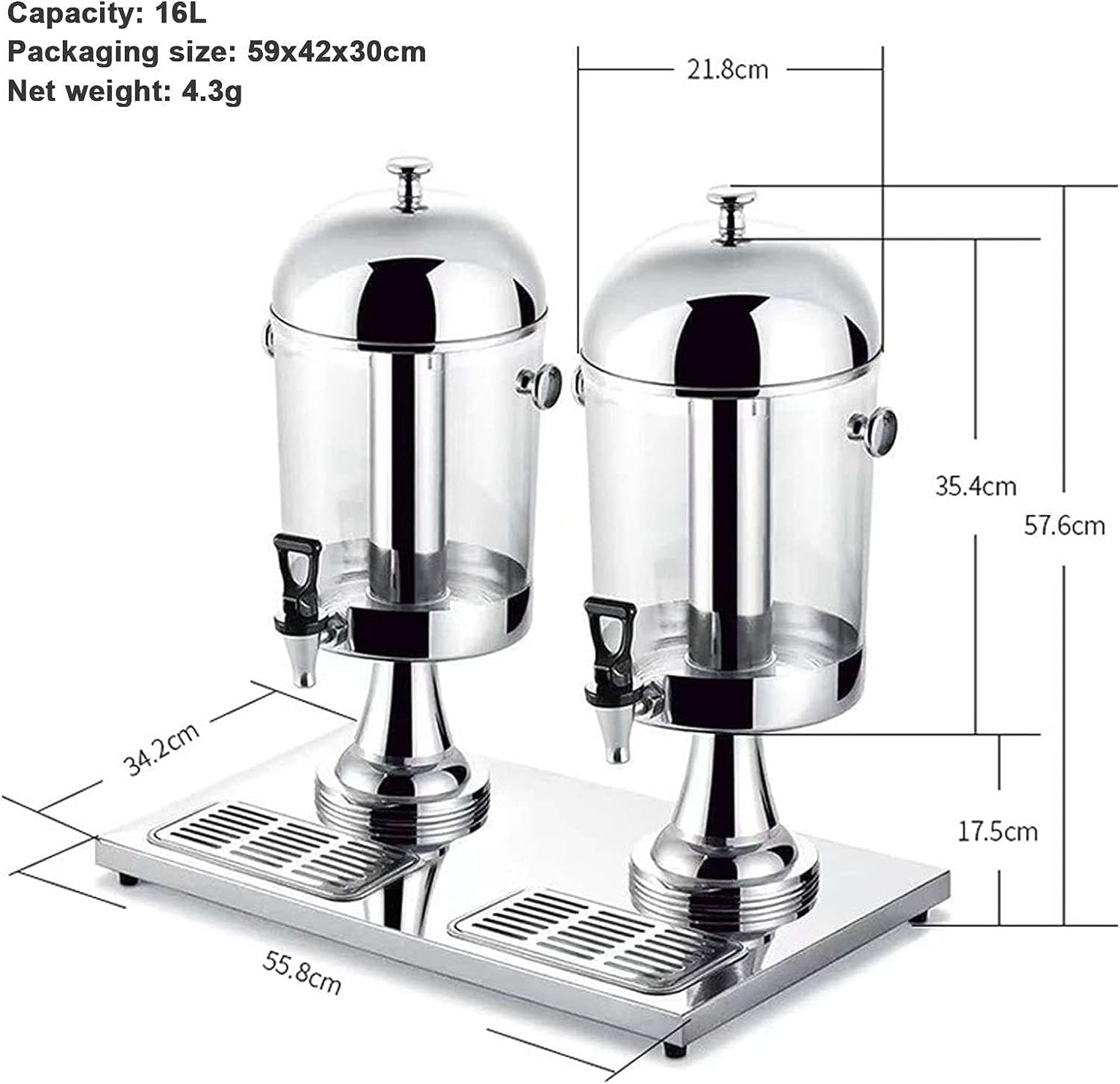 Beverage Dispenser, Cold Beverage Dispenser, Stainless Steel Juice Hot Cold Beverage for Restaurant, Water, Chilled Refreshments,Gold-Double Head,Gold-Double Head