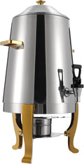 13L/3.4 Gal Hot Beverage Dispenser Can with Faucet,110V Electric Coffee Urn with 2 Heating Methods,95-185℉ Stainless Steel Hot Drinks Dispenser for Hotel Restaurant (Silver + Gold)