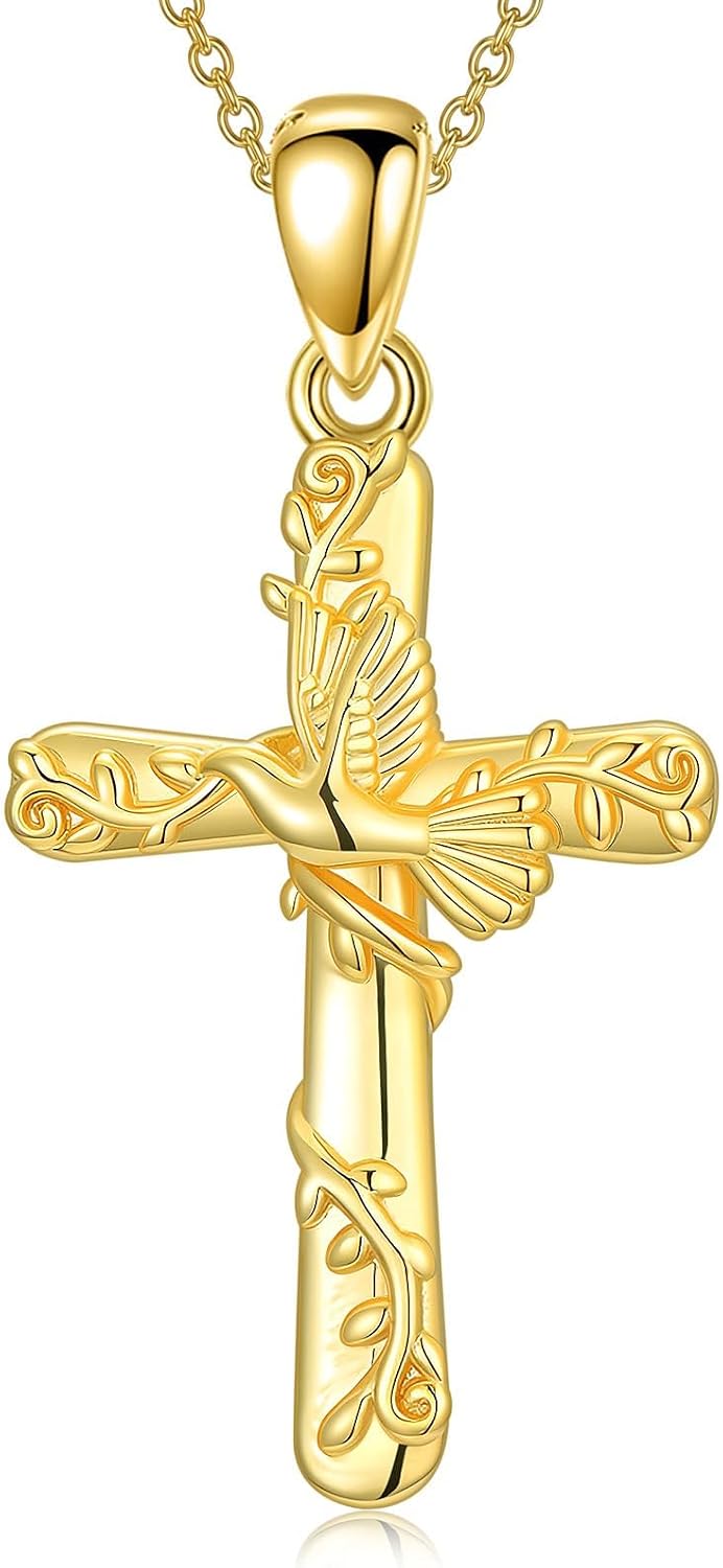 18K Gold Cross Pendant for Women Gold Cross Necklace 18K Gold Jewelry Religious Gift