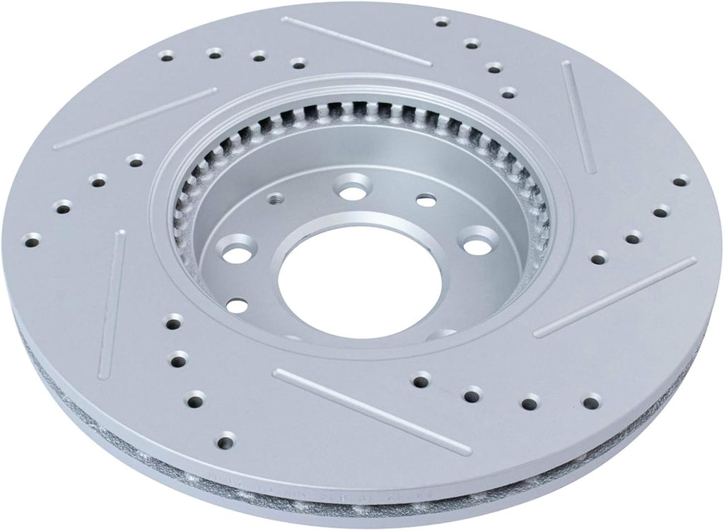 TRQ Performance Front Brake Pad and Rotor Set Ceramic Drilled Slotted Coated Vented Rotors Compatible with 2006-2012 Ford Fusion 2006 Lincoln Zephyr 2007-2012 MKZ 2006-2011 Mercury Milan