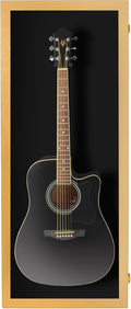 PENNZONI Acoustic Guitar Display Case - Acrylic Acoustic Guitar Case - Guitar Display Case Wall Mount Made from Hardwood Frame & Clear Acrylic - Golden Oak w/Black Felt