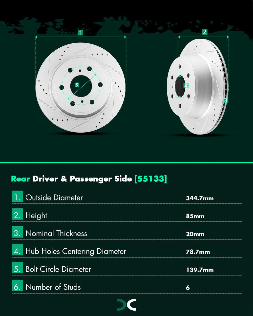 SCITOO Rear 13.57' Brake Pads and Rotors Kits Fit For Cadillac Escalade/Escalade ESV,For Chevy Silverado 1500 / Suburban/Tahoe,For GMC Sierra/Sierra 1500 / Yukon/Yukon XL