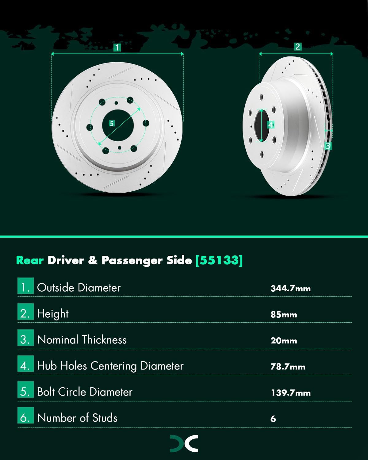 SCITOO Rear 13.57' Brake Pads and Rotors Kits Fit For Cadillac Escalade/Escalade ESV,For Chevy Silverado 1500 / Suburban/Tahoe,For GMC Sierra/Sierra 1500 / Yukon/Yukon XL