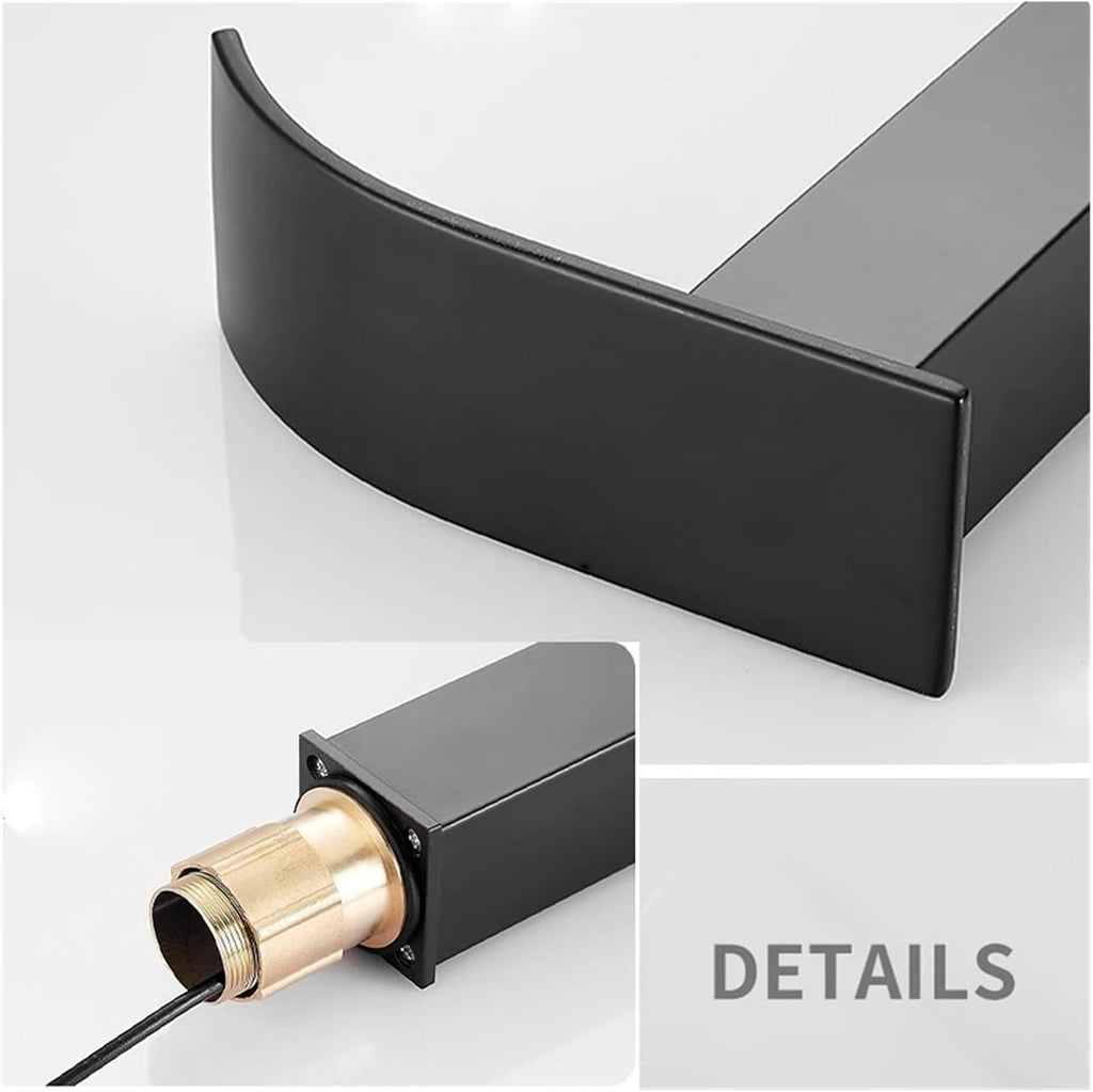 Black Smart Induction Waterfall Basin Automatic Induction Touch Sink Basin hot and Cold Faucet (Black Short B)
