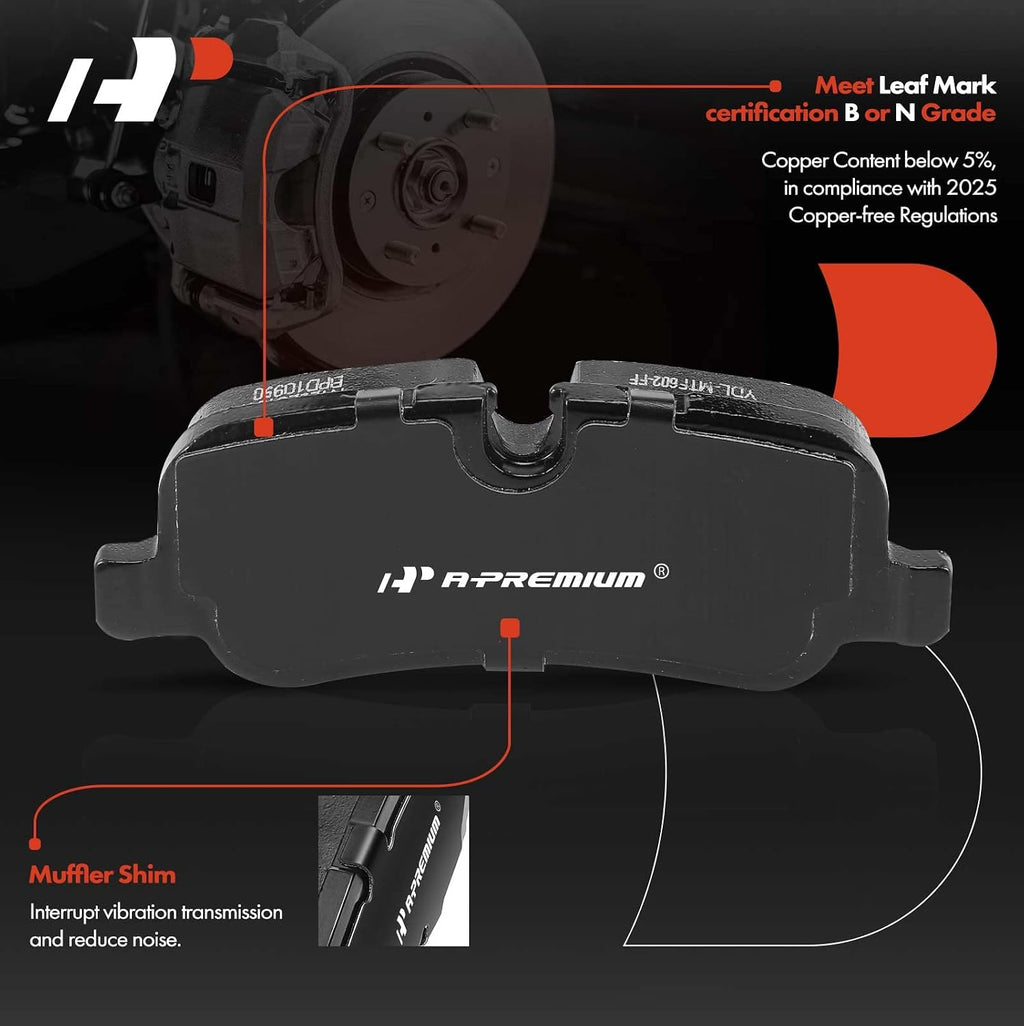 A-Premium 13.78 inch (350mm) Rear Vented Disc Brake Rotors + Ceramic Pads Kit Compatible with Select Land Rover Model - Range Rover Sport 2006-2013, LR4 2010-2016, LR3 2005-2009, 3.0L 4.0L, 6-PC Set