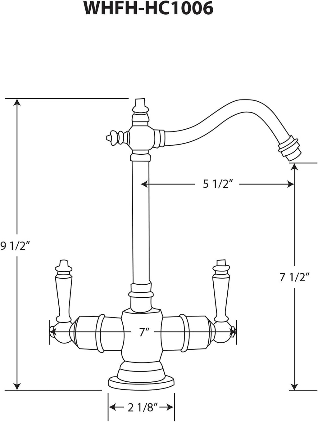 Whitehaus Collection WHFH-HC1006-BN Forever Point of Use Instant Cold Faucet with Traditional Spout and Self Closing Hot Water Handle, Brushed Nickel