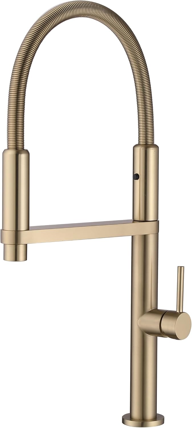 Magnetic Docking Kitchen Faucet with Pull Down Sprayer, Dual-Function Spray and 360 Degree Swivel, Commercial Spring Kitchen Faucet, Gold Brushed