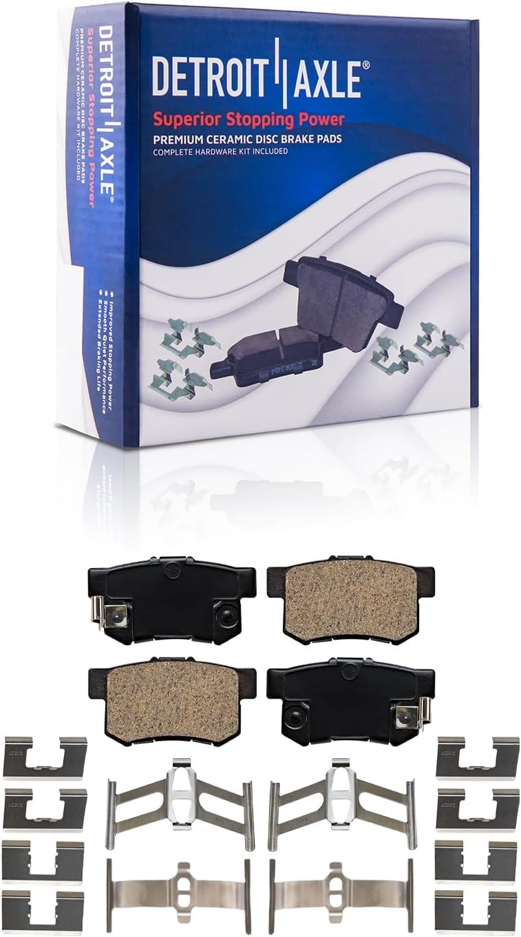 Detroit Axle - Brake Kit for 2003-2007 Honda Accord, Drilled and Slotted Disc Brakes Rotors Ceramic Brake Pads 2004 2005 2006 Replacement: 11.10' inch Front 10.24' inch Rear Rotors