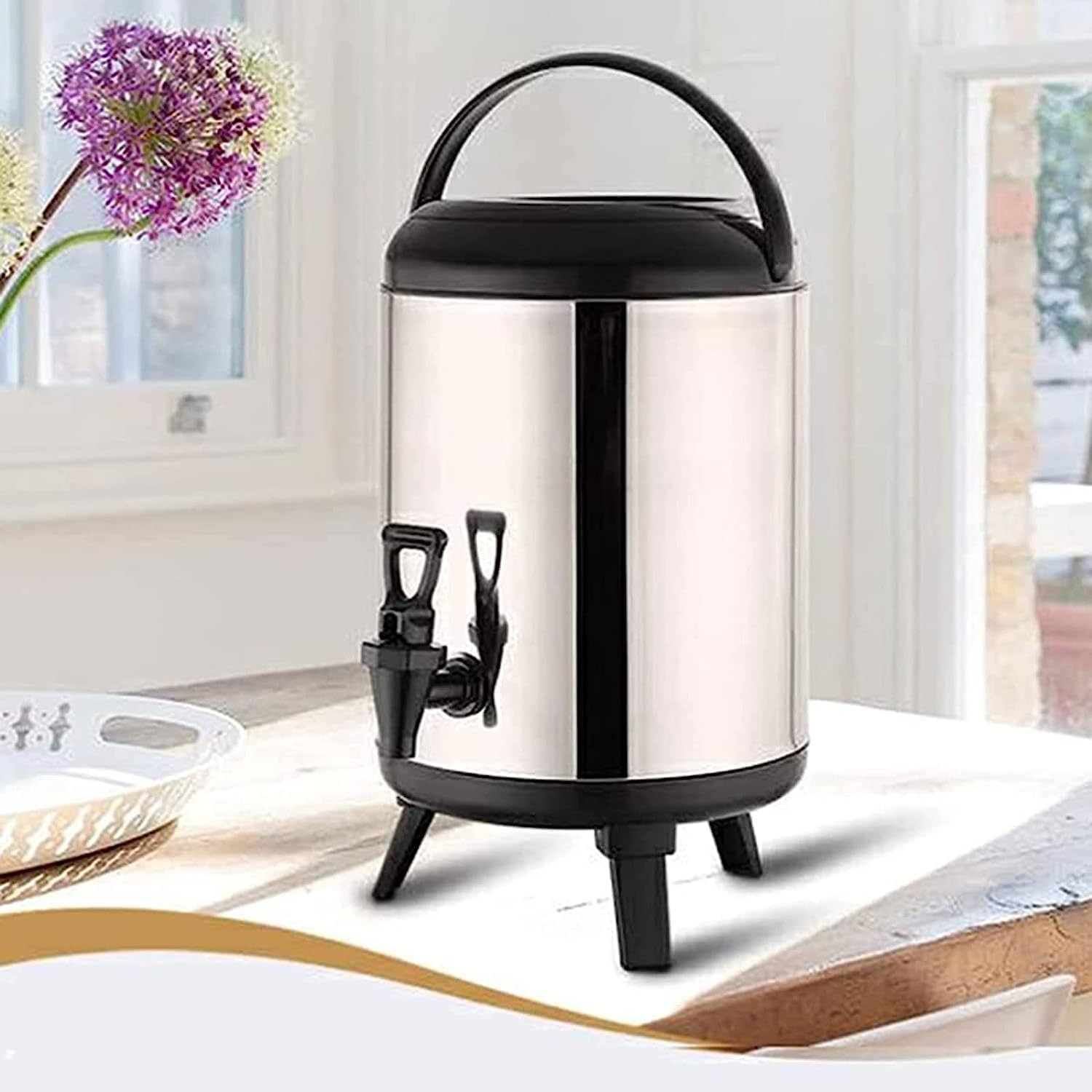 Hot Water Dispenser With Faucet, Stainless Steel, 6L/8L/10L/12L, Commercial Large Coffee Urn Insulated Barrel, Insulated For 10-12 Hours (Color : Black, Size : 12L)