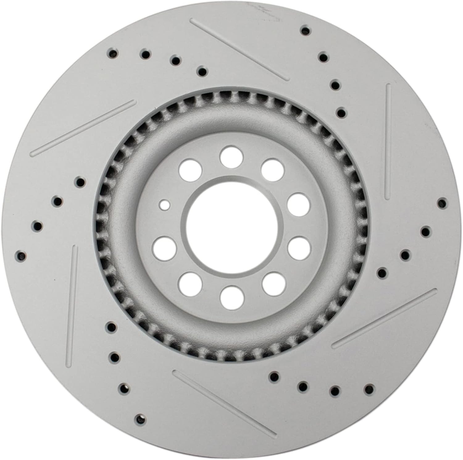 TRQ Performance Front Brake Pad and Rotor Set Ceramic Slotted Drilled G-Coated Compatible with 2000-2006 Audi TT 2000-2006 TT Quattro 2002-2003 Volkswagen Golf