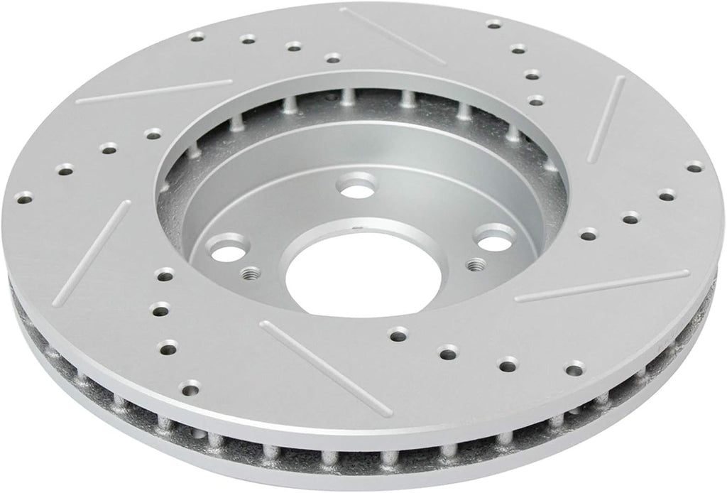 TRQ Performance Front Brake Pad and Rotor Set Ceramic G Coated Drilled Slotted Vented Rotors Compatible with 1997-2001 Lexus ES300 Toyota Camry 1998-2004 Avalon 1999-2003 Solara