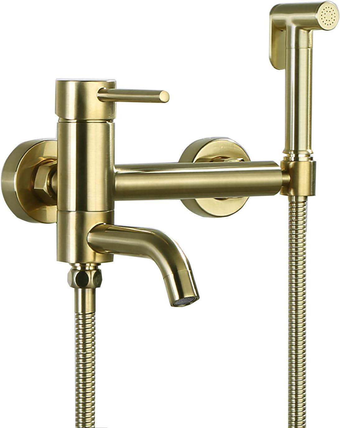 Wall Mounted Handheld Bidet Sprayer for Toilet, Brass Bathroom Cloth Diaper Set with Cold and Hot Water, Brushed Gold Kit for Personal Hygiene,Type b(Type a)