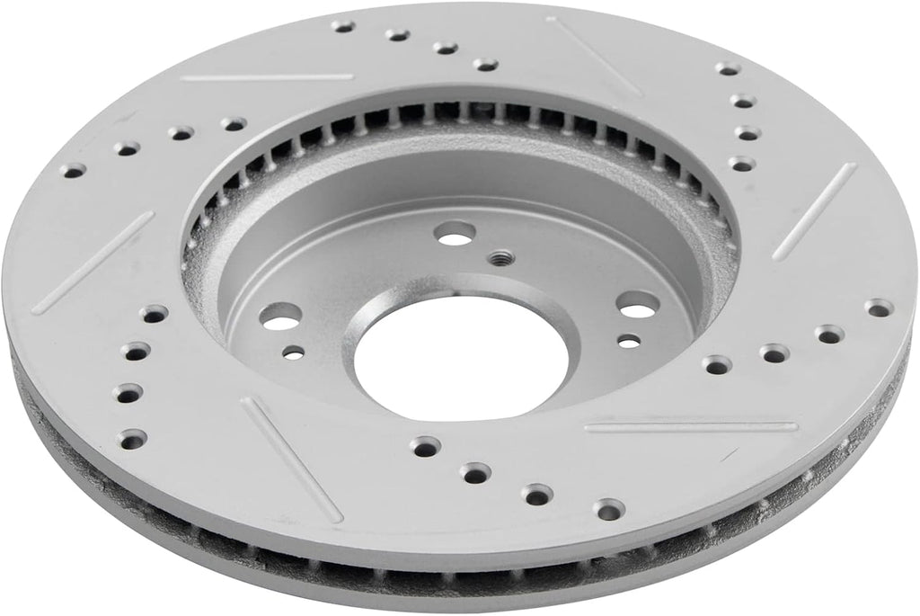 TRQ Performance Front Brake Pad and Rotor Set Ceramic Coated Drilled Slotted Rotors Compatible with 2012-2015 Honda Civic