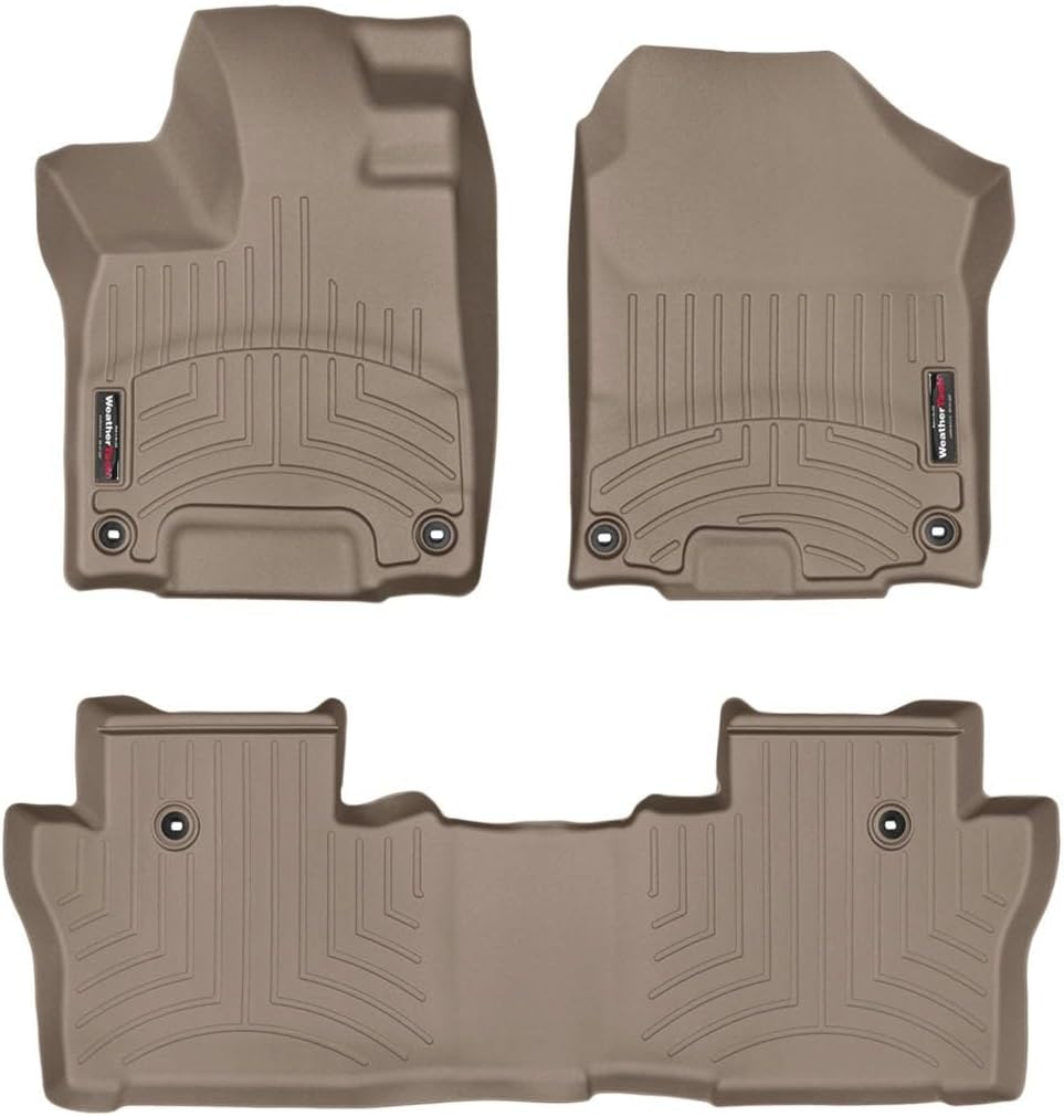WeatherTech Custom Fit FloorLiners for Honda Pilot - 1st & 2nd Row (45839-1-2), Tan