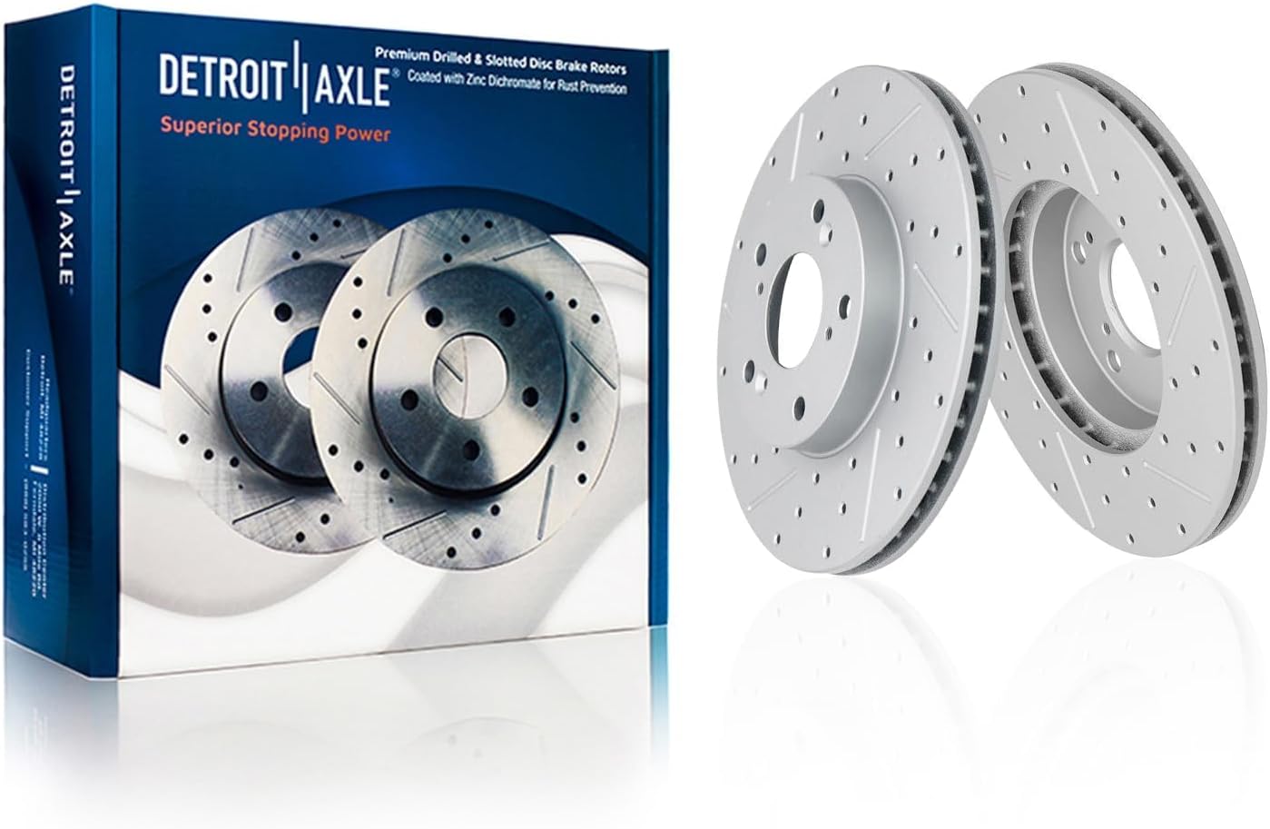 Detroit Axle - 10pc Brake Kit for 2014-2020 Acura RLX, Drilled and Slotted Disc Brakes Rotors 2015 2016 2017 2018 2019 Ceramic Brake Pads Replacement: 12.28' inch Front and 12.20' inch Rear Rotors