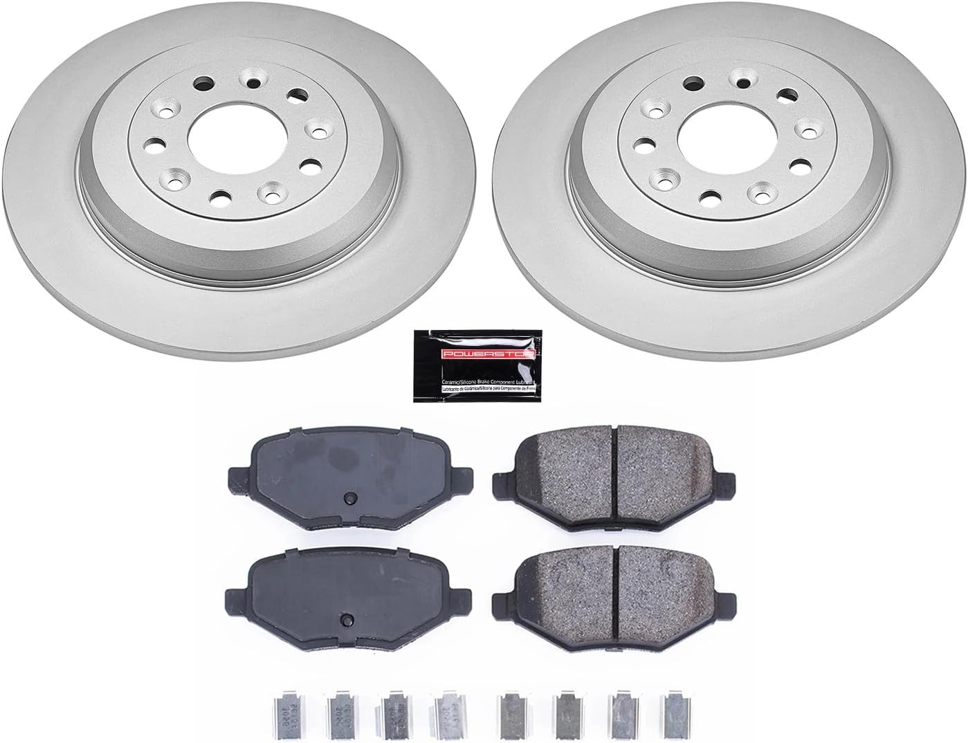PowerStop Rear Brake Kit for Ford Edge 2013-14 |Lincoln MKT 2010-19 |MKX 2013-15 - Fully-Coated Disc Rotors with Z17 Ceramic Brake Pads Replacement, CRK8846