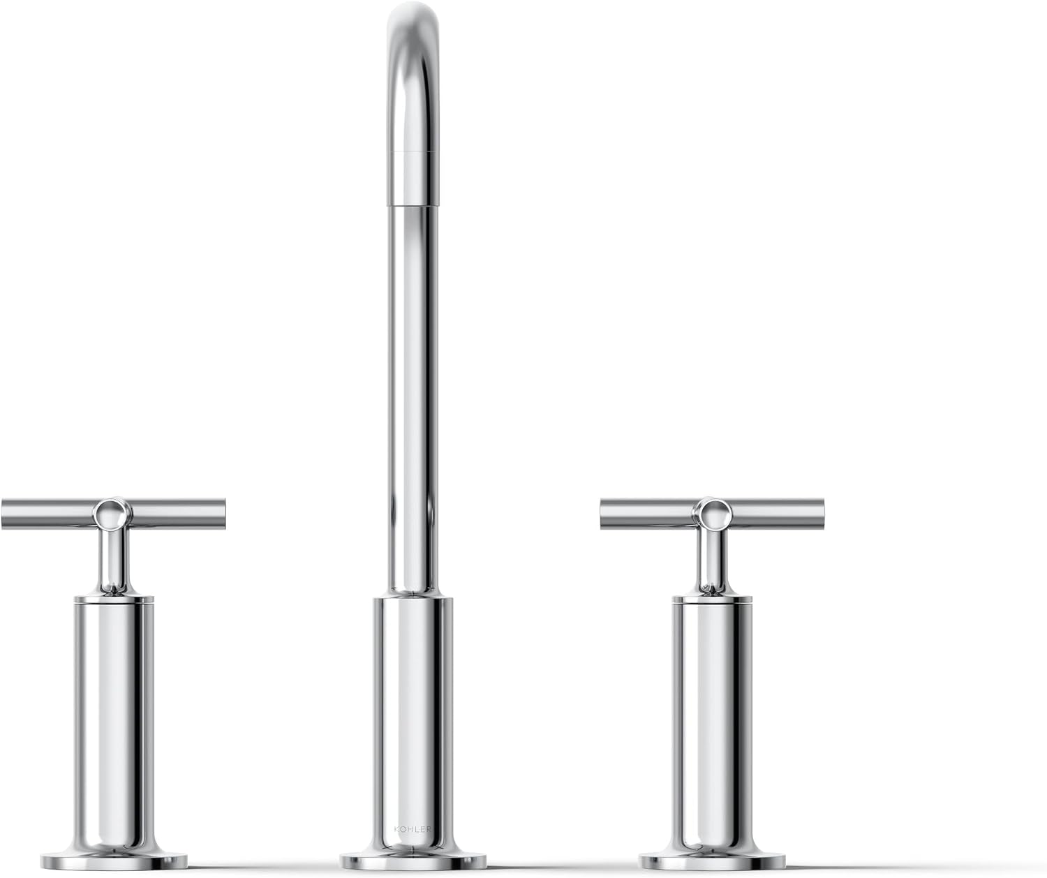KOHLER K-14408-3-CP Purist® Widespread Bathroom Sink Faucet, 3-Hole, Widespread High Cross Handles and High Gooseneck Spout, 1.2 GPM, Polished Chrome