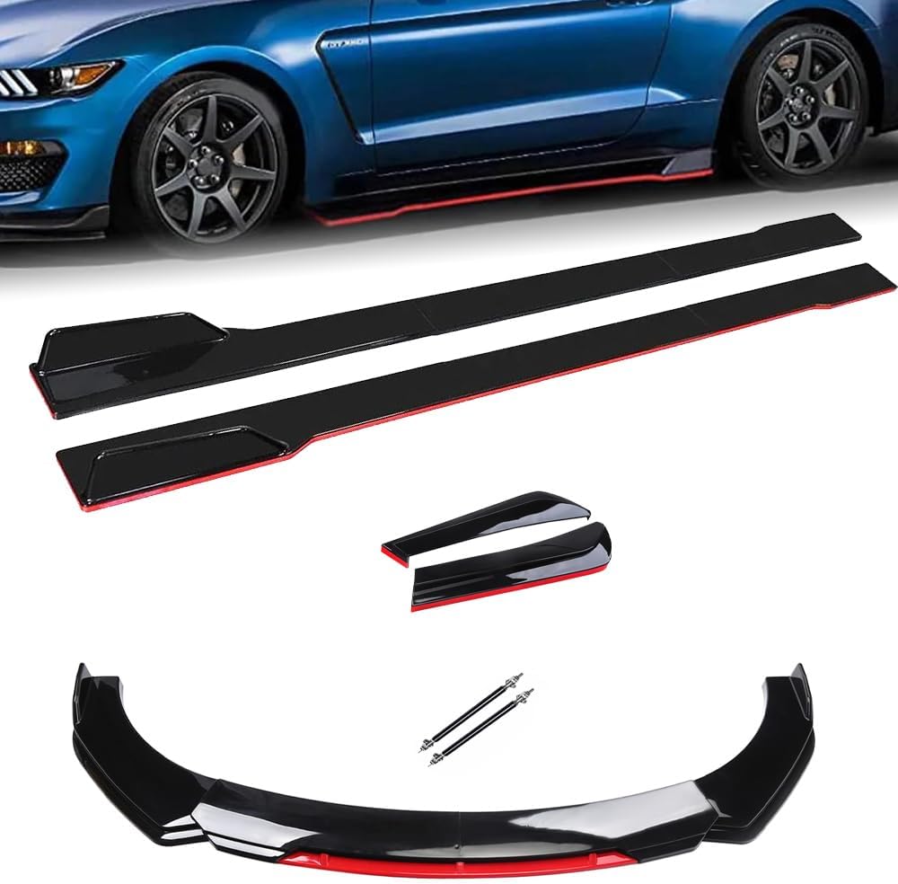Universal Car Body Kit - Front Bumper Lip Spoiler Splitter Air Dam, Side Skirt Extensions, Rear Diffuser | Fits 69'-73' Wide Cars