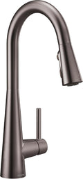 Moen Sleek Black Stainless One-Handle, Single-Hole Pulldown Kitchen Faucet with PowerBoost Technology for Faster Water Flow, 7864BLS