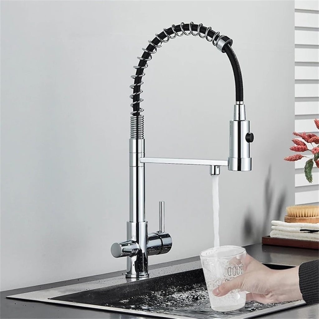 Filtered Kitchen Faucet Dual Handle Hot & Cold Drinking Water Purified Kitchen Mixer Taps(Chrome)