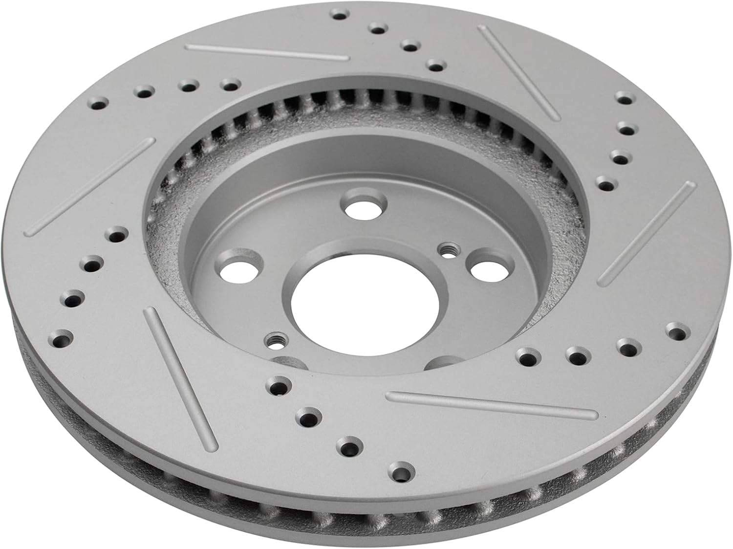 TRQ Performance Front Brake Pad and Rotor Set Ceramic Coated Drilled Slotted Rotors Compatible with 2011-2017 Lexus CT200h 2010-2015 Toyota Prius 2012-2015 Prius Plug-In