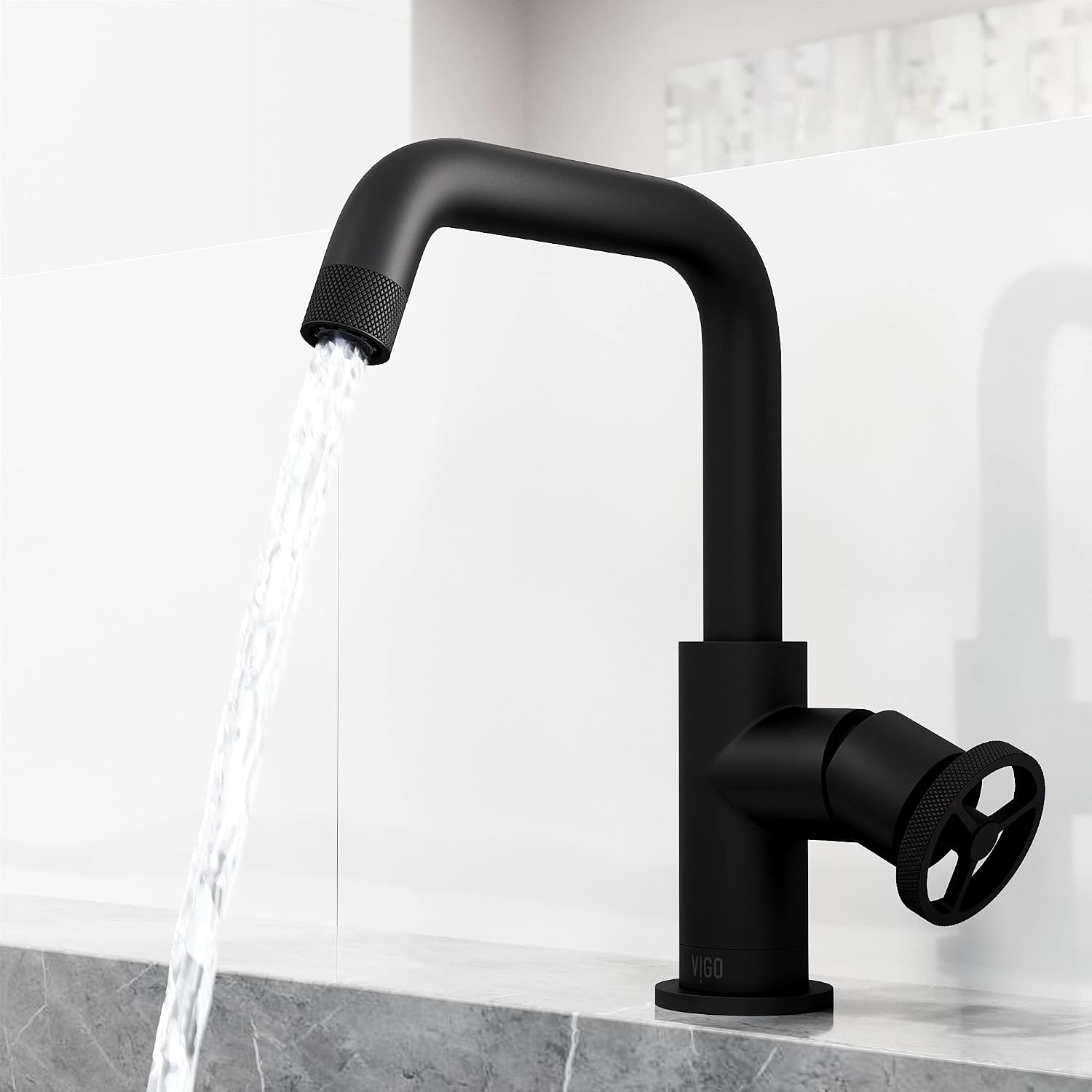 VIGO Cass Single-Handle Single-Hole Mount Bathroom Sink Faucet, 9-Inch, Matte Black, Modern Design, Solid Brass, 1.2 GPM WaterSense & Ceramic Disc Valve, Corrosion-Resistant
