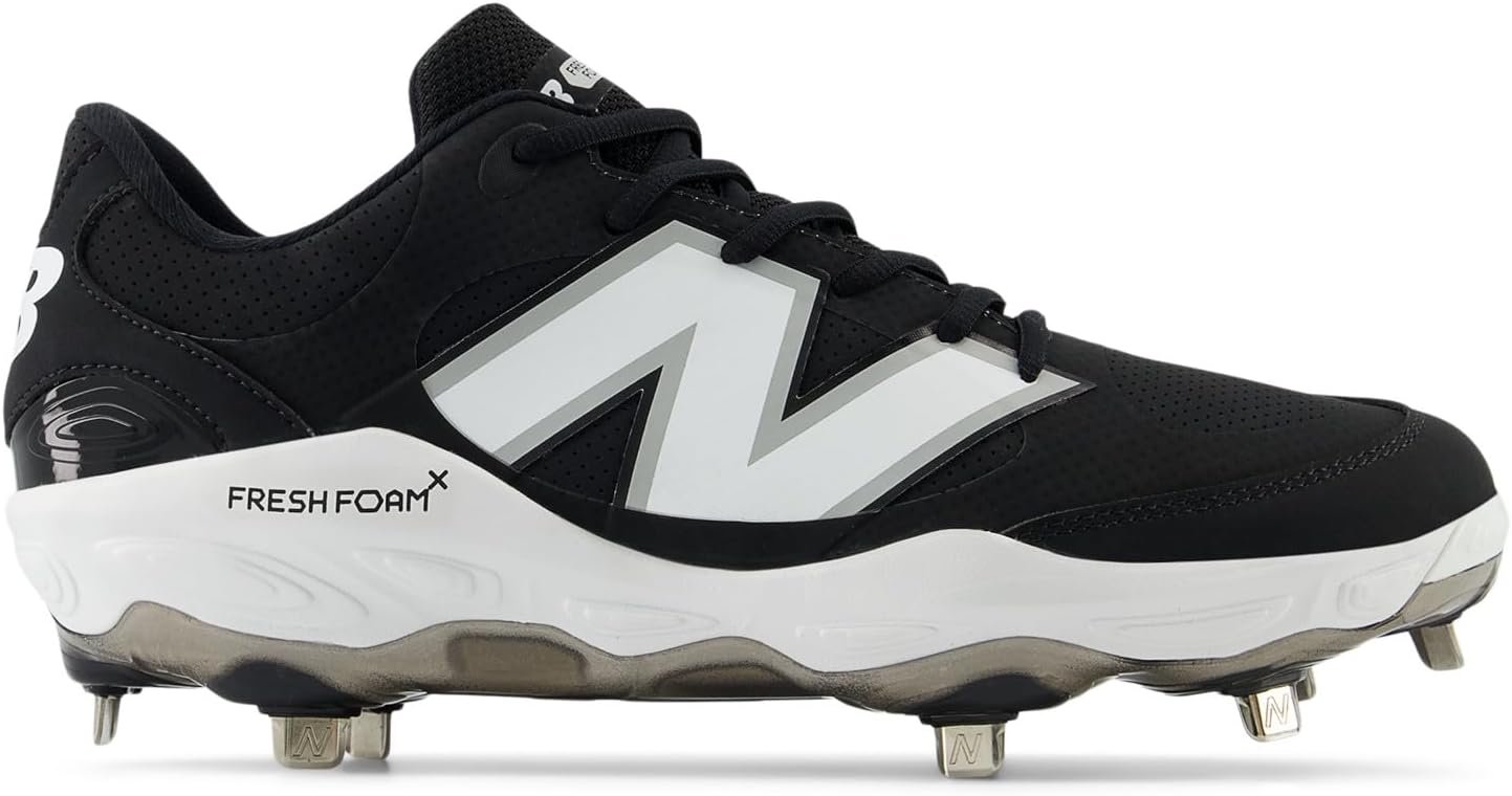 New Balance Men's Fresh Foam X 3000 V7 Baseball Shoe, Black Synthetic/White, 7 W