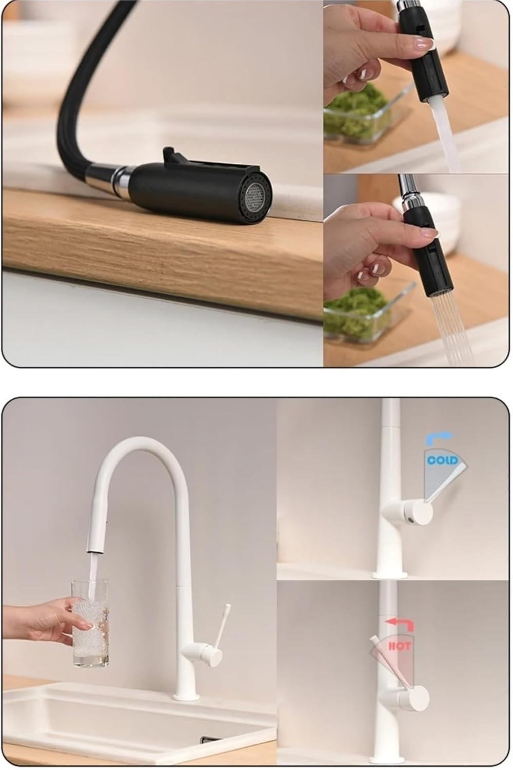 Kitchen Faucet Pull Out Cold and Hot Mixer Tap Single Holde Faucet Kitchen Sink(Chrome)
