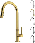 VIGO Bristol 19'' H Single Handle Pull-Down Sprayer Kitchen Faucet in Matte Brushed Gold-VG02033MG