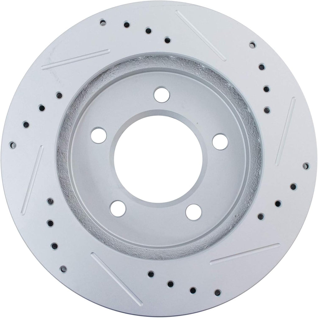 TRQ Performance Front Brake Pad and Rotor Set Ceramic Coated Drilled Slotted Vented Rotors Compatible with 1997-2002 Ford Expedition 1998-2002 Lincoln Navigator