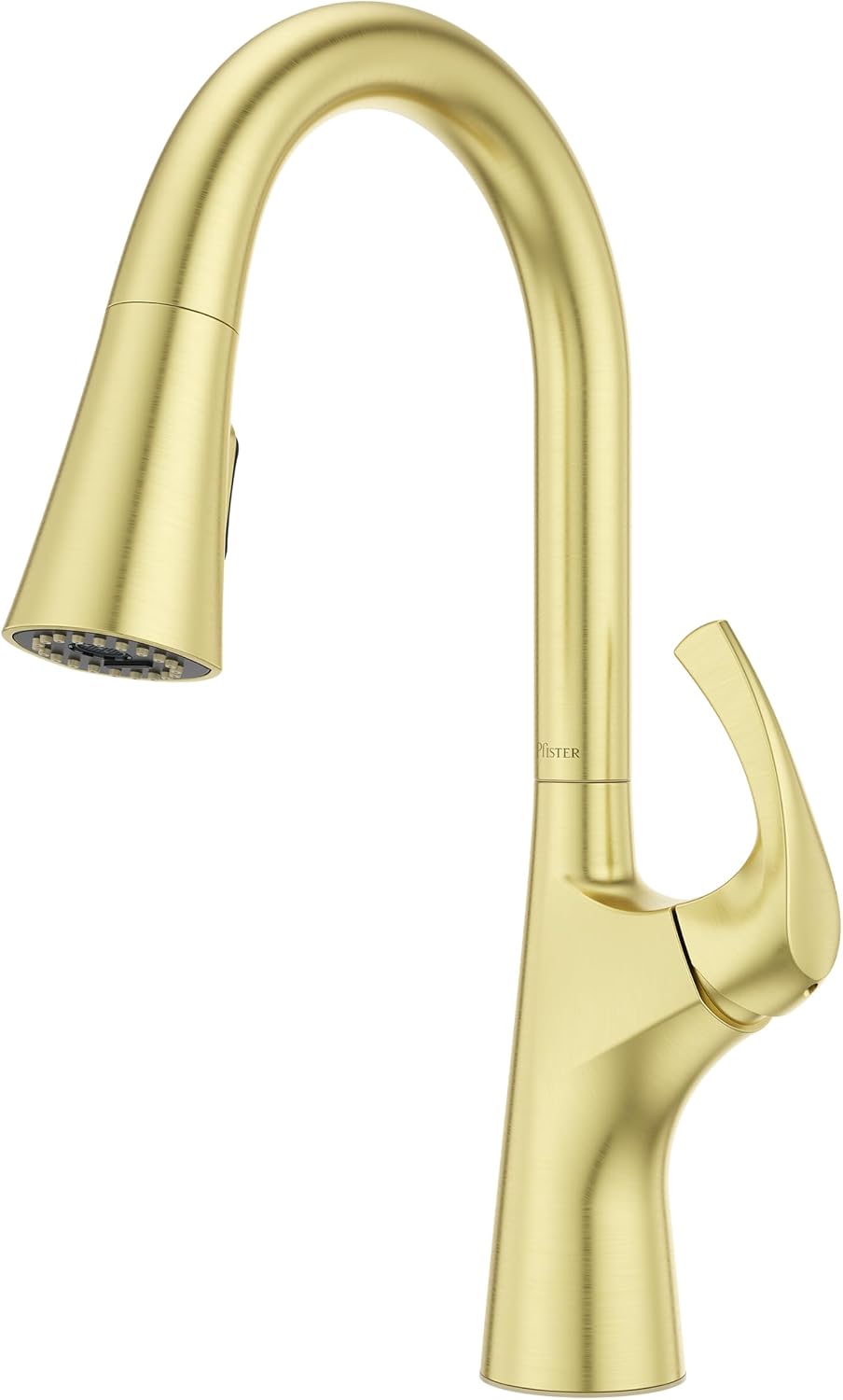 Pfister Talega Pull-Down Kitchen Faucet with Sprayer Brushed Gold Single Handle 3-Hole Installation High Arc Spout 360° Swivel MagnePfit Docking TopPfit Technology
