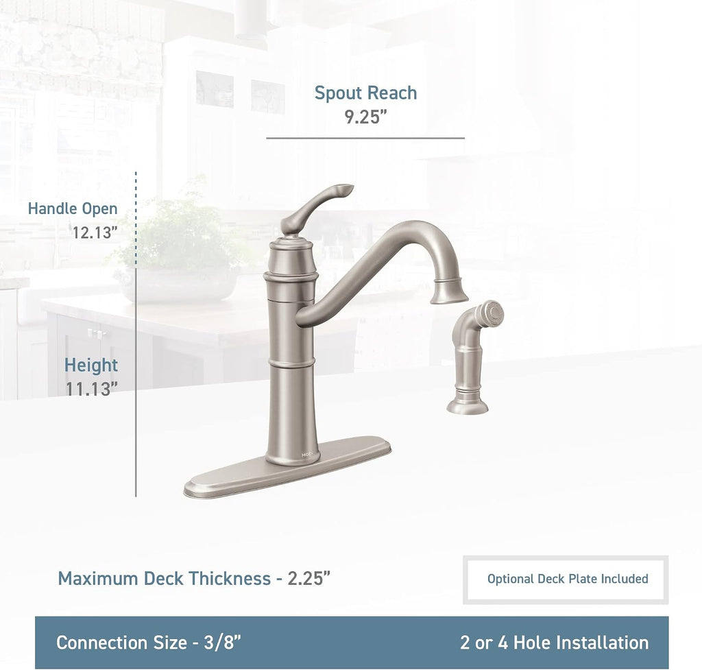 Moen Wetherly Mediterranean Bronze High-Arc Kitchen Faucet with Side Spray, 87999BRB