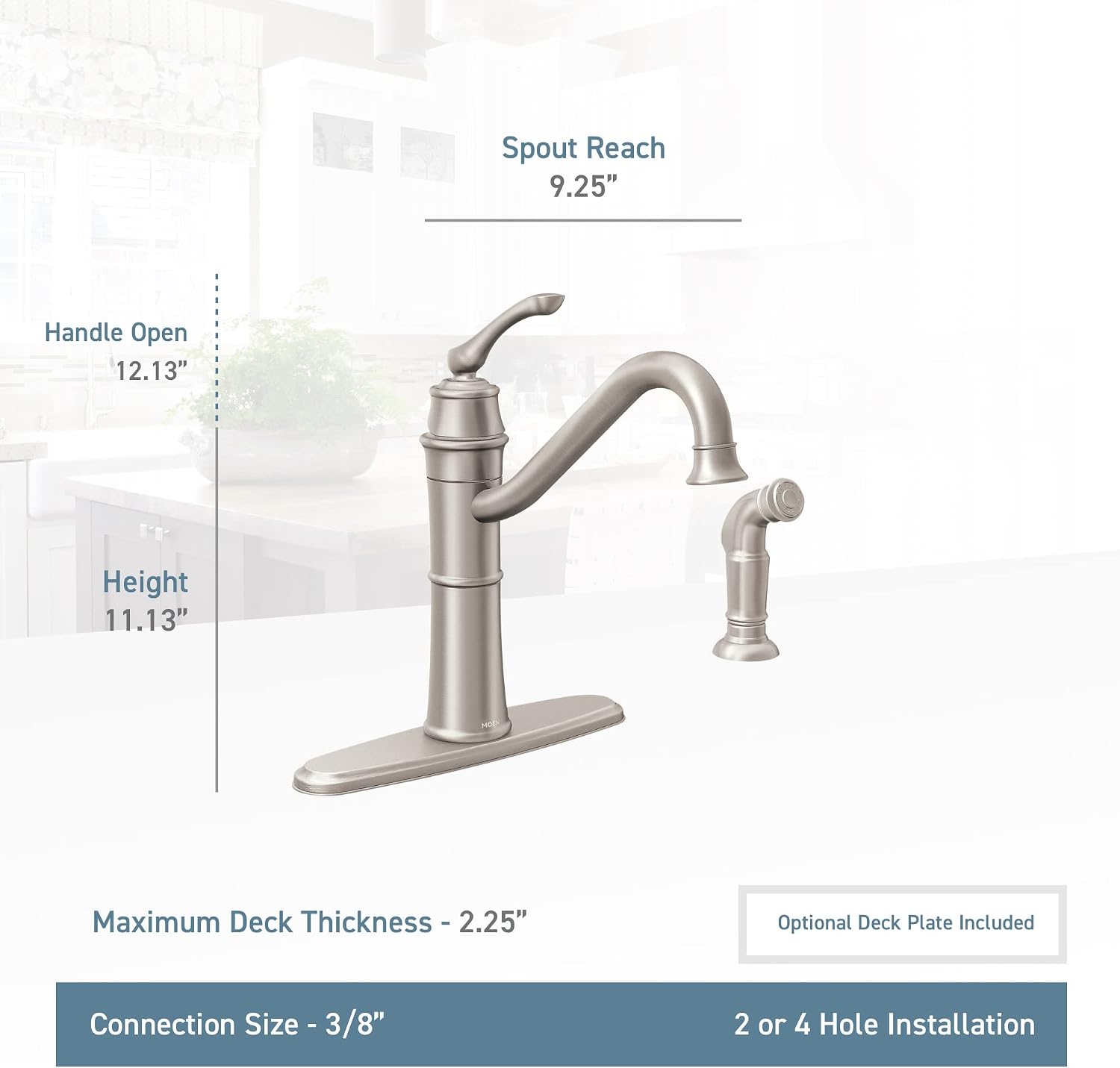Moen Wetherly Mediterranean Bronze High-Arc Kitchen Faucet with Side Spray, 87999BRB