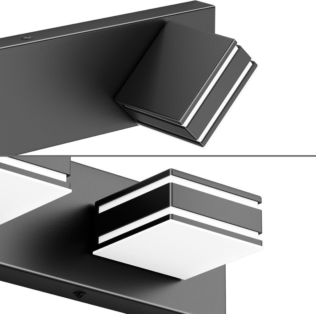 Ralbay 48inch Modern LED Vanity Light for Bathroom 6-Light Acrylic Modern LED Matte Black Bathroom Wall Vanity Lighting Fixtures Over Mirror
