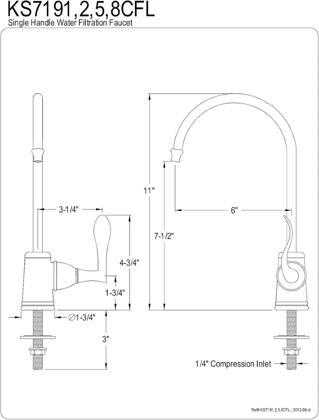 Kingston Brass Gourmetier KS7195CFL Century Single Handle Water Filtration Faucet, Oil Rubbed Bronze