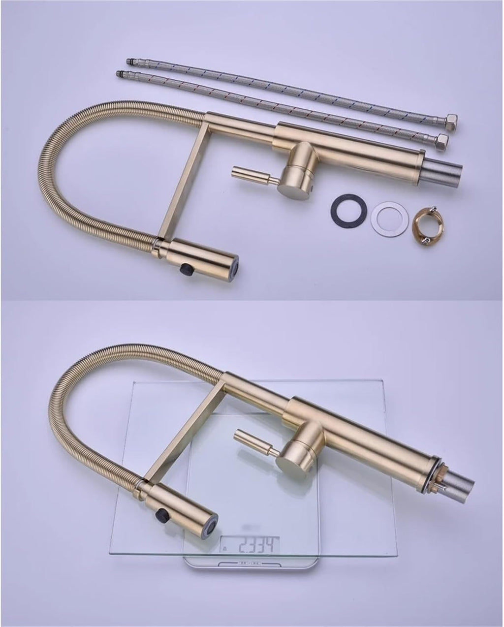 Kitchen Faucets Kitchen Sink Single Lever Pull Out Spring Spout Mixers Tap Hot Cold Water Crane(Gray)