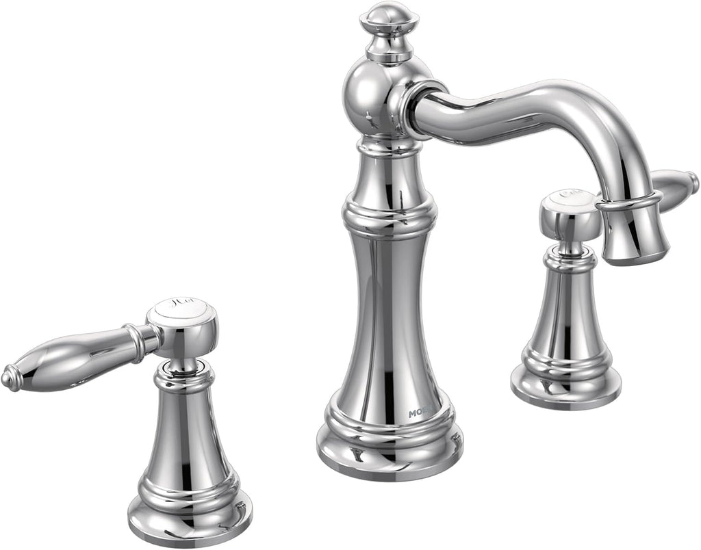 Moen Weymouth Chrome Two-Handle Widespread Traditional Bathroom Faucet Trim Kit, Valve Included, TVS42108