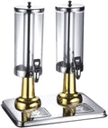 Drink Dispenser, Commercial, Transparent, Beverage Dispenser with Tap, Self-Service Restaurant Juice Dispenser,Gold plated-3Lx3(Gold Plated 3Lx2)
