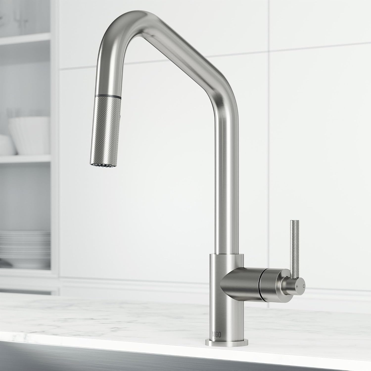 VIGO Utopia 15'' H Single Handle Pull-Down Sprayer Kitchen Bar Faucet in Stainless Steel-VG02038ST