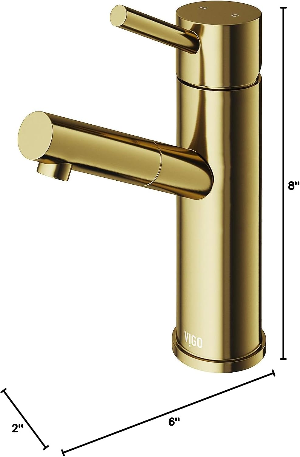 VIGO Noma Single-Handle Single-Hole Mount Bathroom Sink Faucet, 8-Inch, Matte Brushed Gold, Modern Design, Solid Brass, 1.2 GPM WaterSense & Ceramic Disc Valve, Corrosion-Resistant
