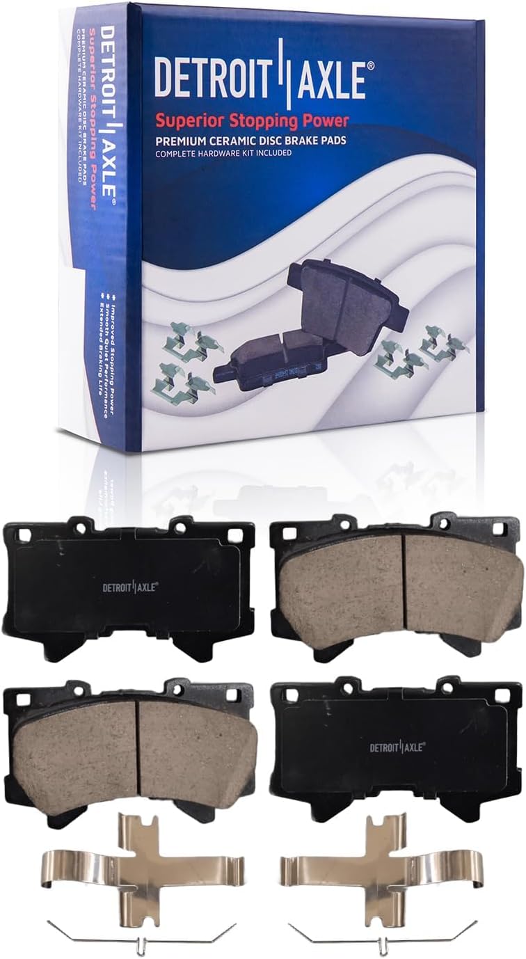 Detroit Axle - Brake Kit for Toyota Tundra Sequoia Lexus LX600 Drilled and Slotted Disc Brake Rotors Ceramic Brakes Pads Replacement : 13.94' inch Front and 13.19' inch Rear Rotors