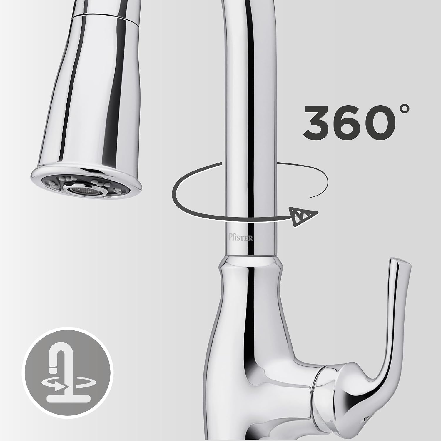 Pfister Rosslyn Kitchen Faucet with Pull Down Sprayer and Soap Dispenser, Single Handle, High Arc, NSF Certified, Polished Chrome Finish, F5297RSSRC