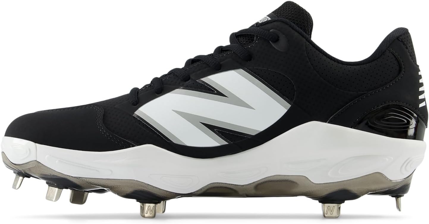 New Balance Men's Fresh Foam X 3000 V7 Baseball Shoe, Black Synthetic/White, 7 W