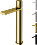 VIGO Gotham Single-Handle Single-Hole Mount Vessel Bathroom Sink Faucet, 12-Inch, Matte Brushed Gold, Modern Design, Solid Brass, 1.2 GPM WaterSense & Ceramic Disc Valve, Corrosion-Resistant