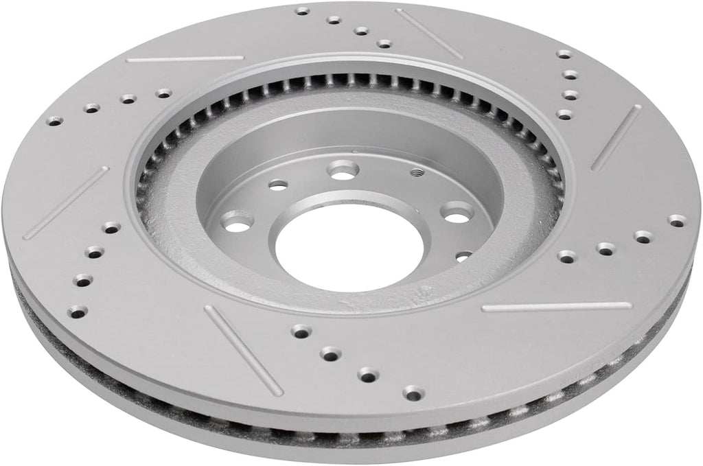 TRQ Performance Front Brake Pad and Rotor Set Ceramic Coated Drilled Slotted Rotors Compatible with 2007-2015 Mazda CX-9